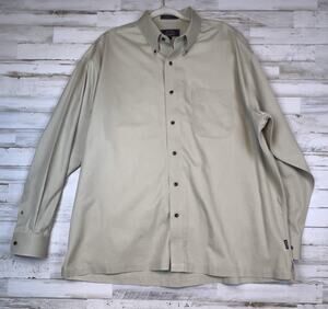 BD Baggies Mens XL Beige Perfect Twill Button Down Shirt 100% Cotton Long Sleeve
